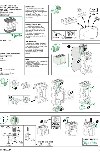 schneider施耐德ComPacT NSX100-250 - Adapter for Plug-in Base - 说明页